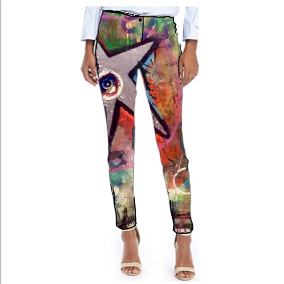 Skinny Stretch Slim Cut Pant ZIP Pocket Art - Picture 1 of 2